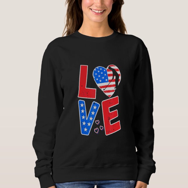 Sweatshirt Drapeau américain 4 juillet Patriotic Golf Love (Devant)
