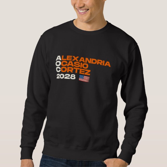 Sweatshirt Drapeau américain Alexandria Ocasio-Cortez 2028 (Devant)