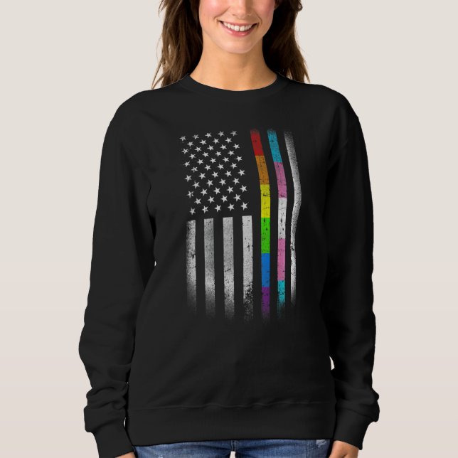 Sweatshirt Drapeau américain Arc-en-ciel Droits homosexuels L (Devant)
