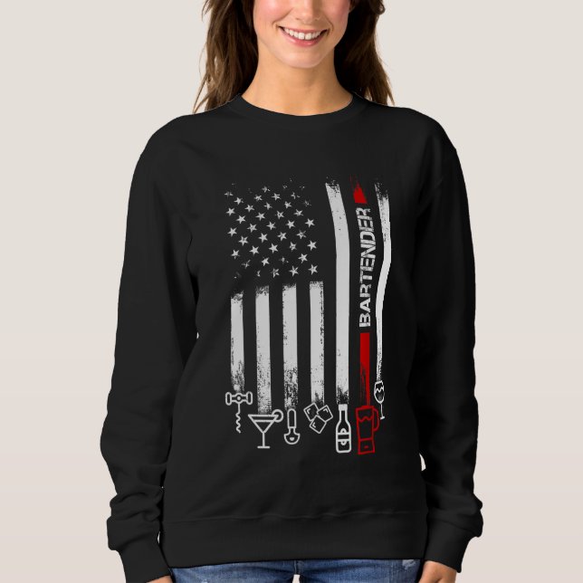 Sweatshirt Drapeau américain avec barman pour femmes père pou (Devant)