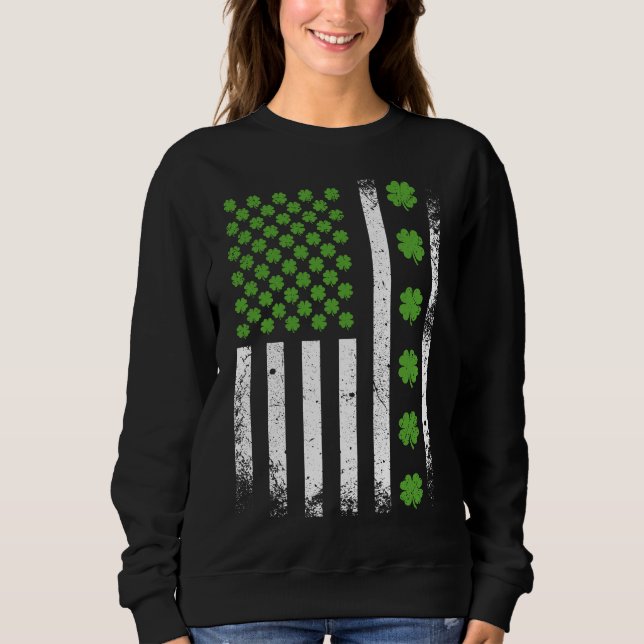 Sweatshirt Drapeau américain avec femmes shamrocks (Devant)