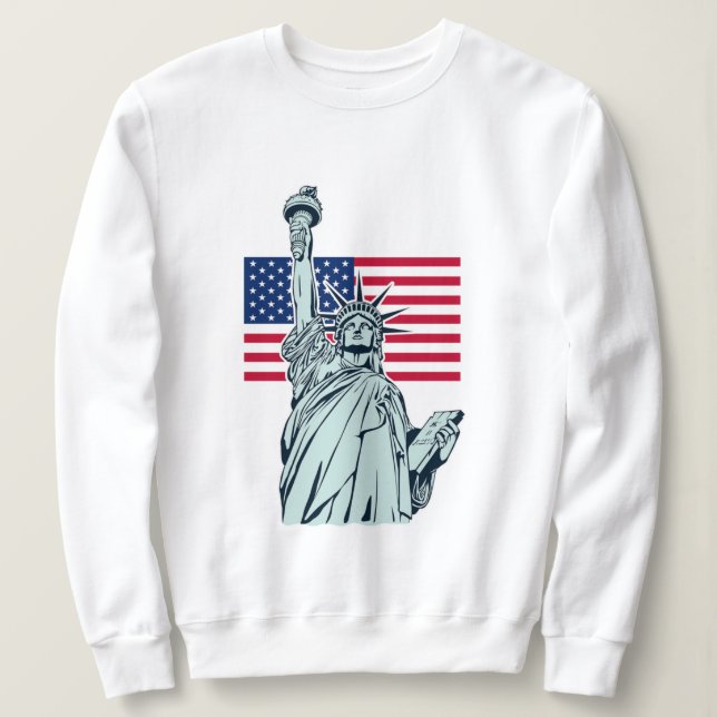 Sweatshirt Drapeau américain avec Lady Liberty (Design devant)