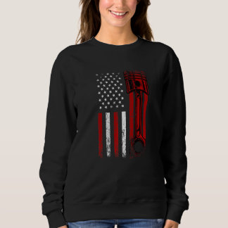 Sweatshirt Drapeau Américain Avec Piston Moteur De Voiture Gr