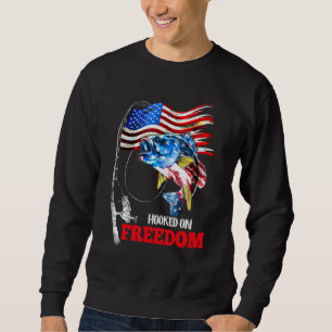 Sweatshirt Drapeau américain bâton de pêche 4 juillet Wi-Fi p