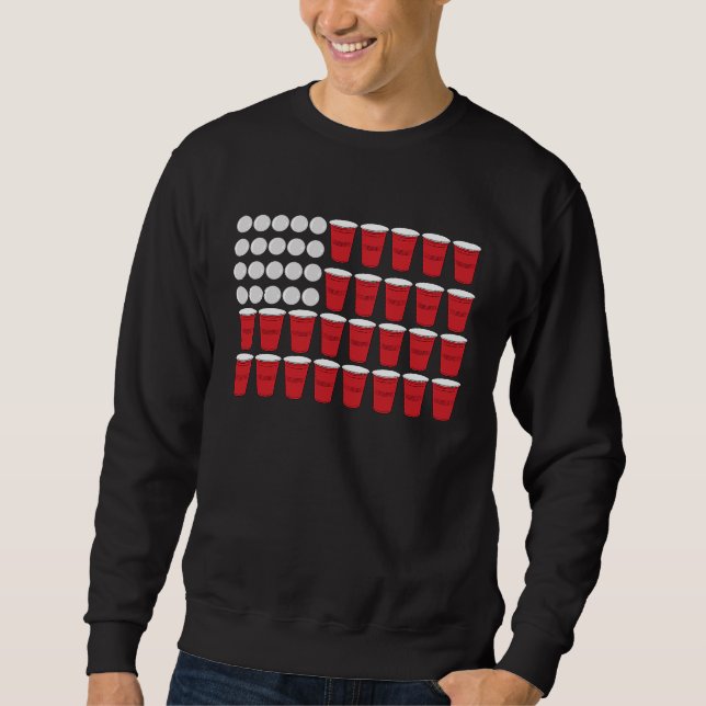 Sweatshirt Drapeau américain Beer Pong 4 juillet St patrick (Devant)