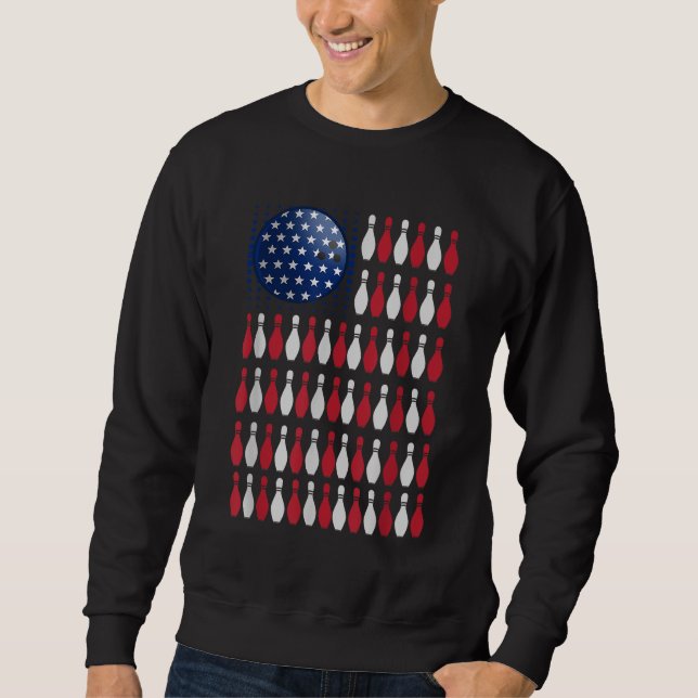 Sweatshirt Drapeau Américain Bowling Bowler Cadeaux Pour Bowl (Devant)