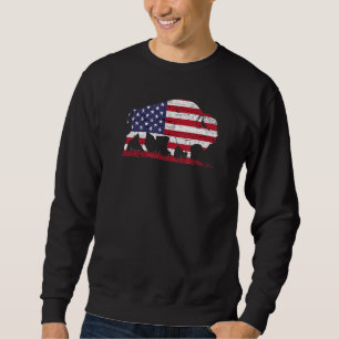 Sweatshirt Drapeau américain Buffalo vintage Rétro Bison Patr