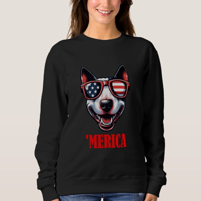 Sweatshirt Drapeau américain Bull Terrier Merica 4 juillet (Devant)