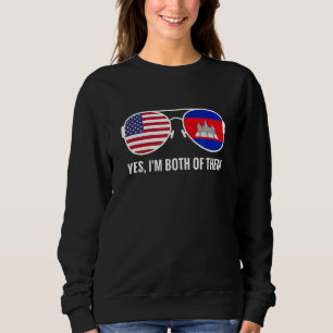 Sweatshirt Drapeau américain Cambodge Lunettes de soleil Camb