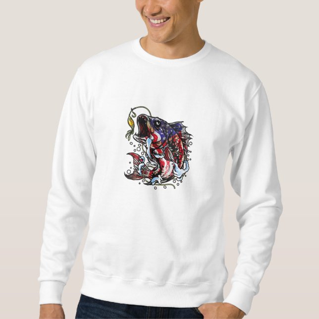 Sweatshirt Drapeau américain Camouflage de pêche (Devant)