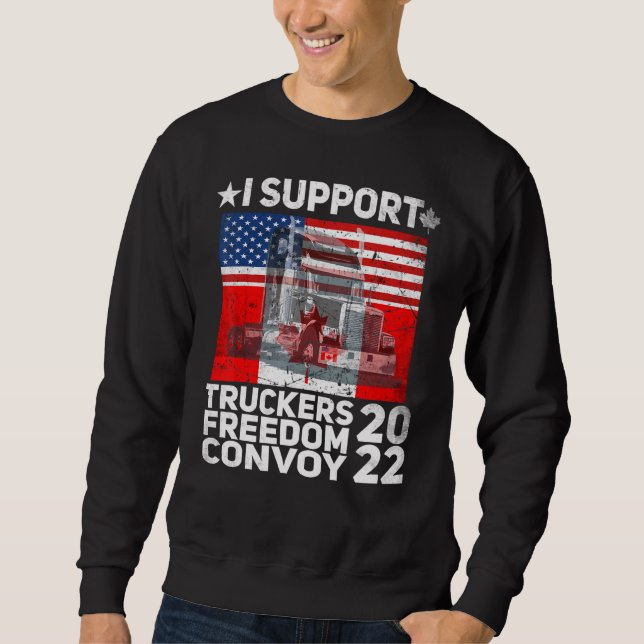 Sweatshirt Drapeau américain Canada Convoi pour la liberté du (Devant)