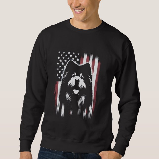 Sweatshirt Drapeau américain Chow Chow - Amoureux des chiens  (Devant)