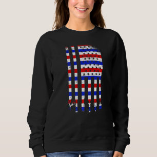 Sweatshirt Drapeau Américain Ciseaux de Barbier Salon de Coif