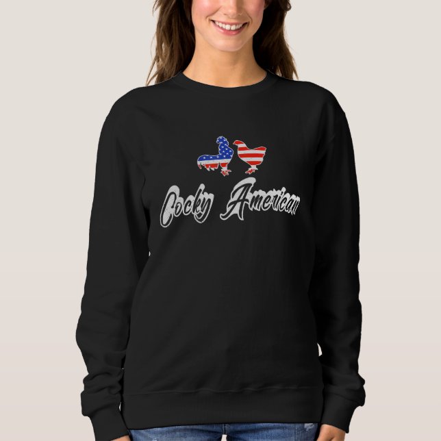 Sweatshirt Drapeau américain Cocky 4 juillet poulet (Devant)