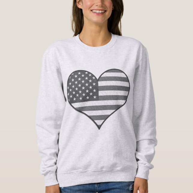 Sweatshirt Drapeau américain Coeur patriotique (Devant)