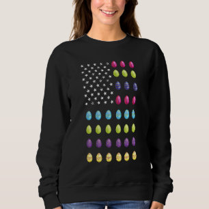 Sweatshirt Drapeau américain Costume de Pâques Oeufs Vintages
