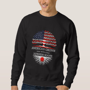 Sweatshirt Drapeau Américain Cultivé Avec Racines Japonaises