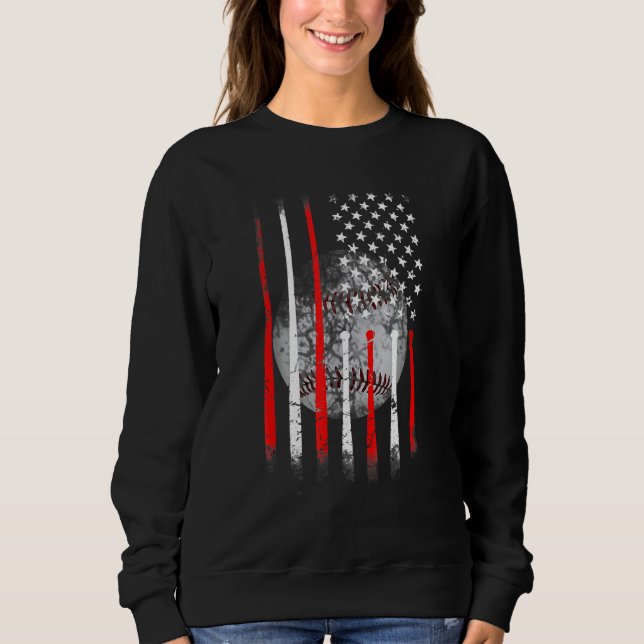 Sweatshirt Drapeau américain de baseball États-Unis Vintage (Devant)