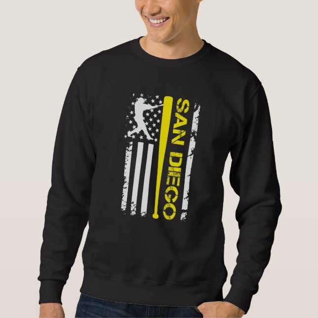 Sweatshirt Drapeau américain de baseball vintage San Diego (Devant)