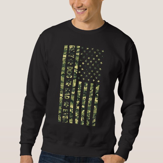 Sweatshirt Drapeau américain de Camouflage de Meilleur Chien  (Devant)