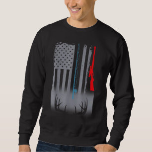 Sweatshirt Drapeau américain de chasse au bâton de pêche