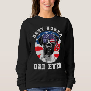 Sweatshirt Drapeau américain de chien de boxe père jamais chi