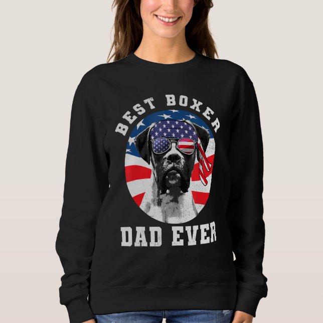 Sweatshirt Drapeau américain de chien de boxe père jamais chi (Devant)