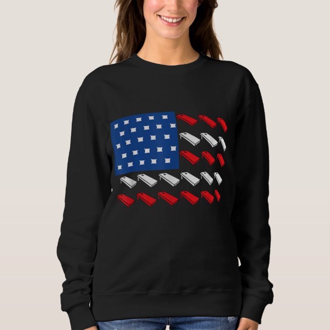 Sweatshirt Drapeau Américain De Cornhole Pour L'Équipe De Boi (Devant)