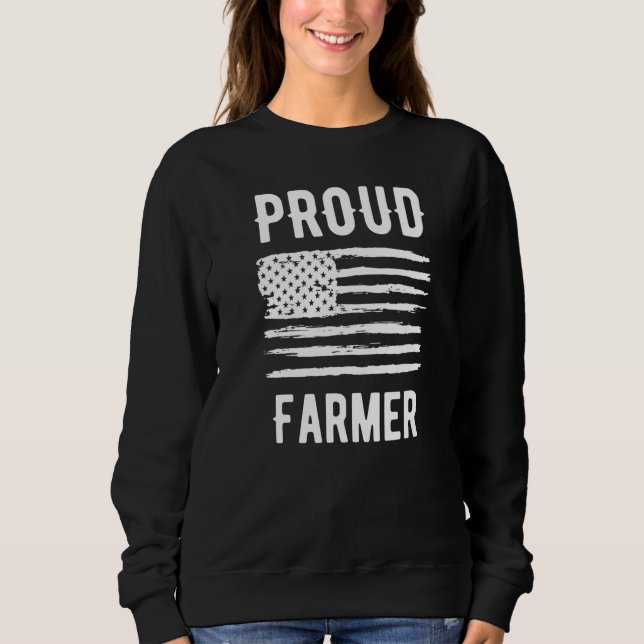 Sweatshirt Drapeau américain de la profession agricole fière (Devant)