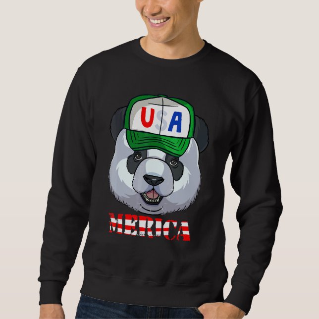 Sweatshirt Drapeau américain de l'ours géant Panda 4 juillet (Devant)