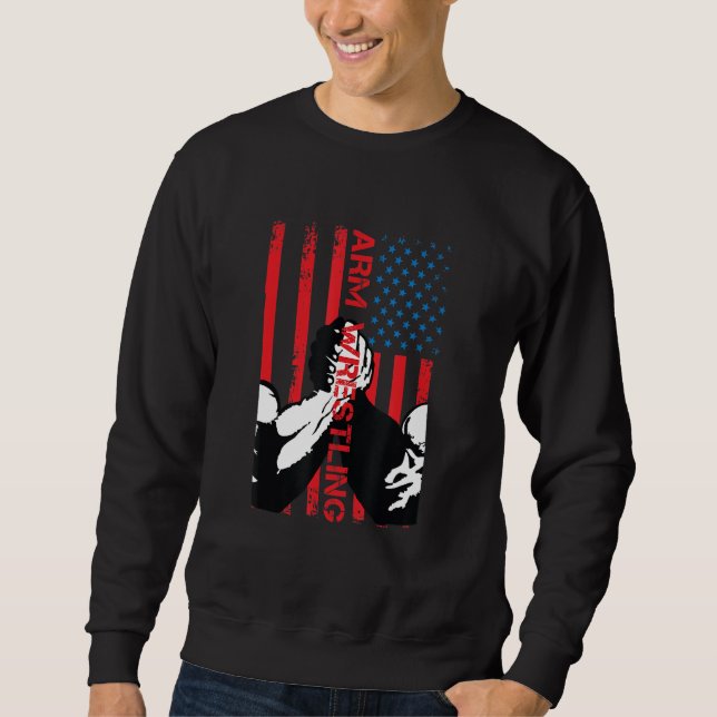 Sweatshirt Drapeau américain de lutte contre les bras (Devant)