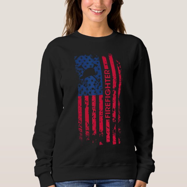 Sweatshirt Drapeau américain de pompier 4 juillet partie pomp (Devant)
