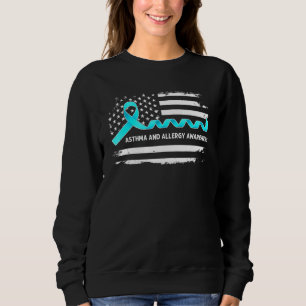 Sweatshirt Drapeau américain de sensibilisation à l'asthme et