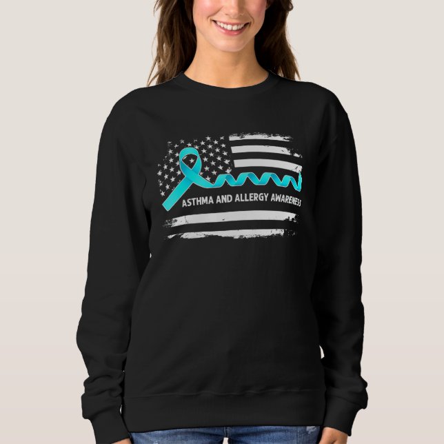 Sweatshirt Drapeau américain de sensibilisation à l'asthme et (Devant)