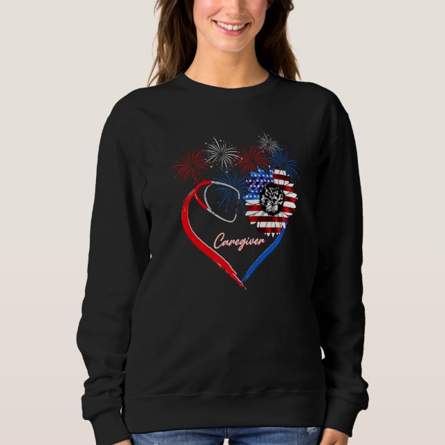 Sweatshirt Drapeau américain de tournesol 4 juillet (Devant)
