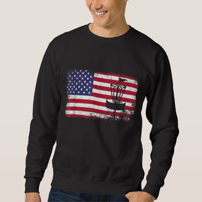 Sweatshirt drapeau américain disque golf drapeau usa disque g (Devant)