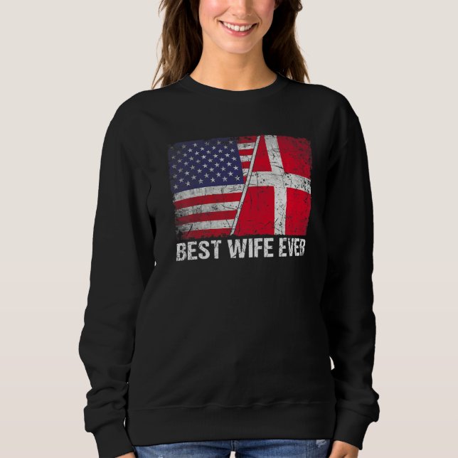 Sweatshirt Drapeau américain & Drapeau Danemark Meilleure fam (Devant)