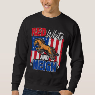 Sweatshirt Drapeau américain du 4 juillet Rouge Blanc Cheval