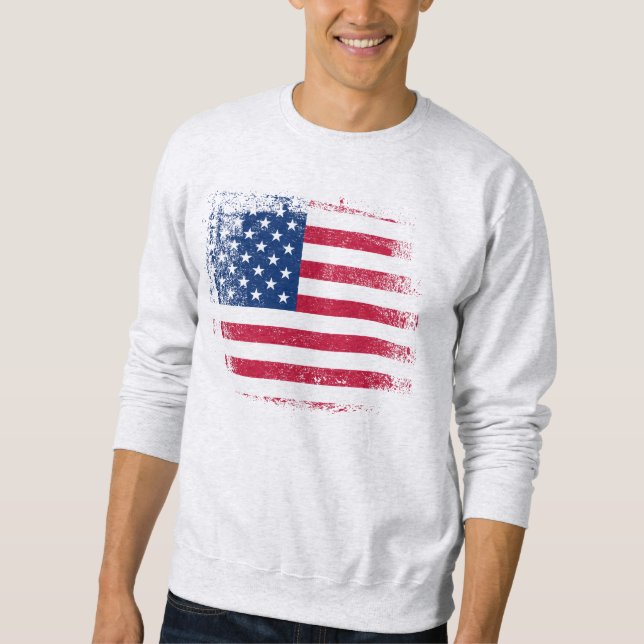 Sweatshirt Drapeau américain en détresse 4 juillet étoiles et (Devant)