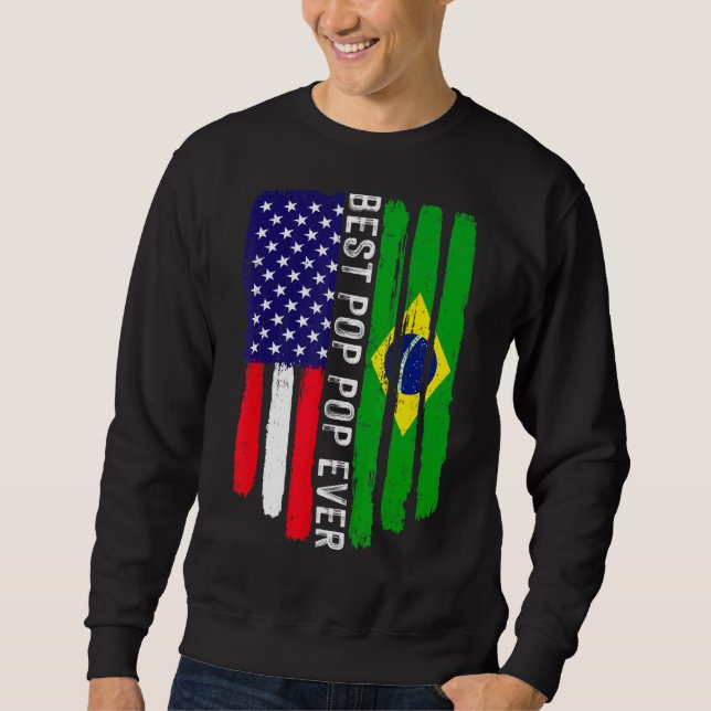 Sweatshirt Drapeau américain et drapeau brésilien meilleur po (Devant)