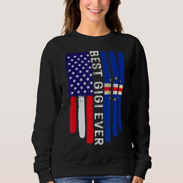 Sweatshirt Drapeau américain et drapeau Cabo Verde Meilleur G (Devant)