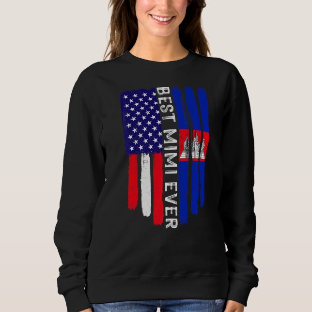 Sweatshirt Drapeau américain et drapeau cambodgien Meilleur M (Devant)