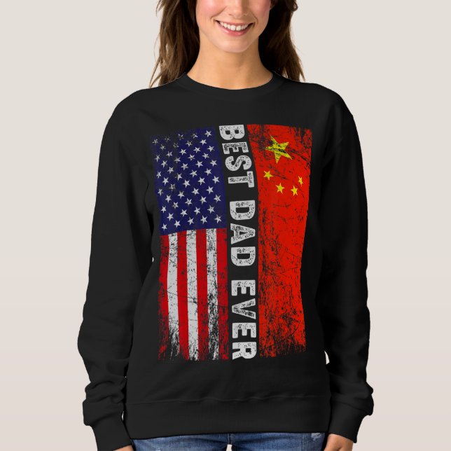 Sweatshirt Drapeau américain et drapeau chinois Meilleure fam (Devant)