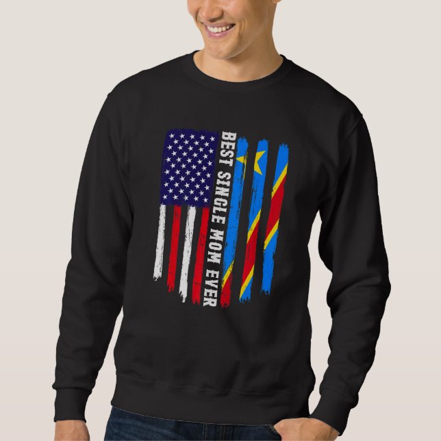 Sweatshirt Drapeau américain et drapeau du Congo Meilleur sin (Devant)