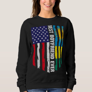 Sweatshirt Drapeau américain et drapeau du Rwanda meilleur am