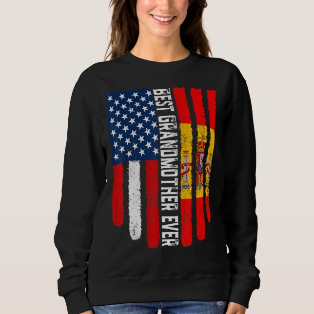 Sweatshirt Drapeau américain et drapeau espagnol Meilleur gra (Devant)