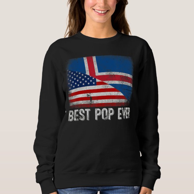 Sweatshirt Drapeau américain et drapeau islandais meilleure f (Devant)