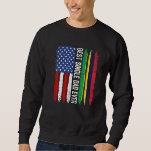 Sweatshirt Drapeau américain et drapeau mauricien Meilleur pè