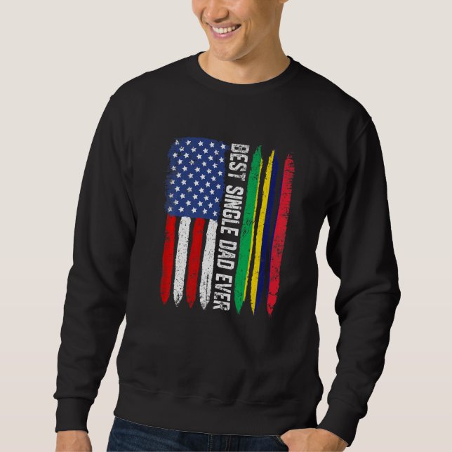 Sweatshirt Drapeau américain et drapeau mauricien Meilleur pè (Devant)