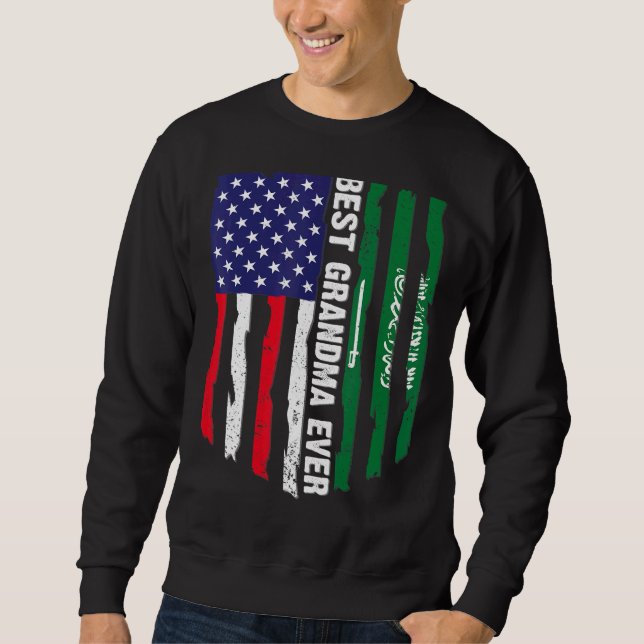 Sweatshirt Drapeau américain et drapeau saoudien Meilleur gra (Devant)